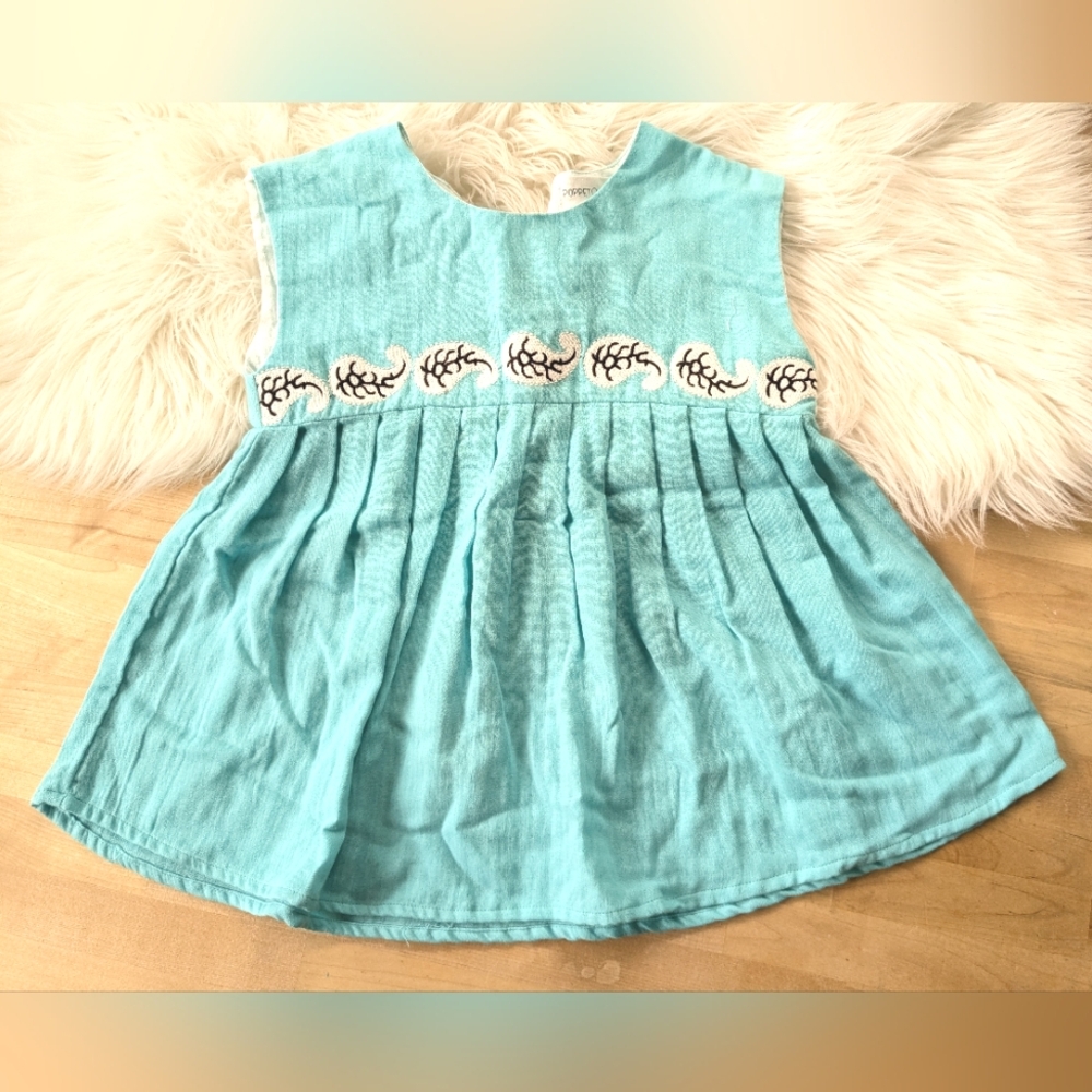 {Poppet & Fox} NEW Blue Paisley Embroidered Baby Doll Top